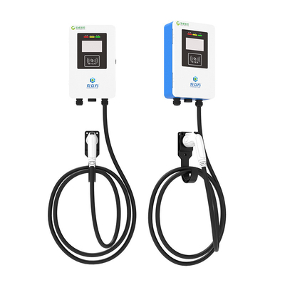 7KW / 32A নীল এবং সাদা প্রাচীর-মাউন্ট / কলাম বৈদ্যুতিক গাড়ির চার্জিং পিল বৈদ্যুতিক গাড়ির চার্জার