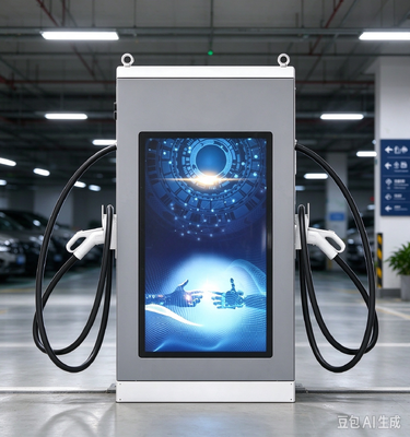 160kW বিজ্ঞাপন স্ক্রিন সিরিজ ডুয়াল বন্দুক ডিসি ইভি চার্জার 55 ইঞ্চি এলসিডি 10 ইঞ্চি টাচ টিইউভি সিই এফসিসি আইপি 54